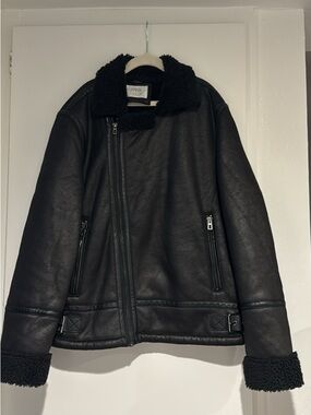 Zara Black Faux Shearling Jacket